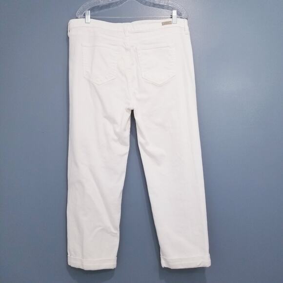 Liverpool The Girlfriend Luna White Mend Distressed Jeans High Rise Rolled Hem - Picture 2 of 13